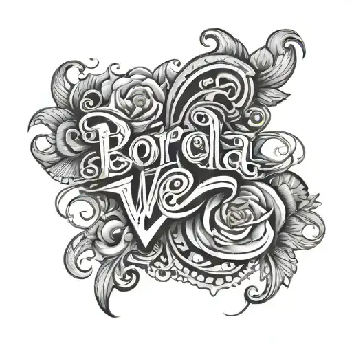 Write the word (Poría Padra) in Chicano style, horizontally. tattoo design idea
