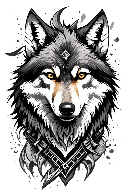 wolf turkish warrior tattoo design idea