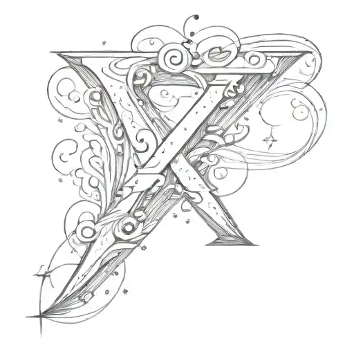 the letter z in cursive with a star attached to it tattoo design idea