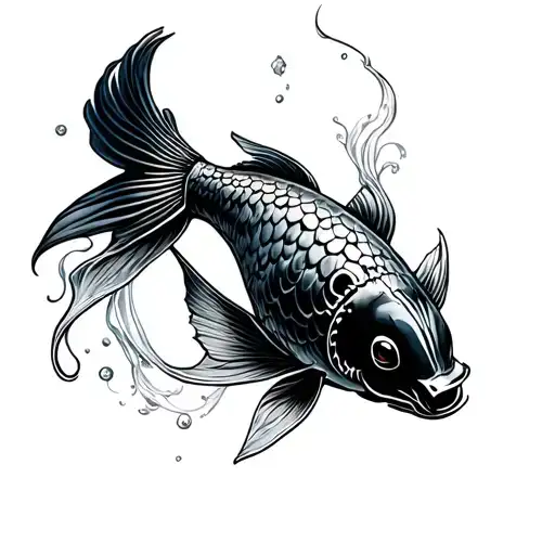 koi fish transforming tattoo design idea