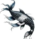 koi fish transforming tattoo design idea