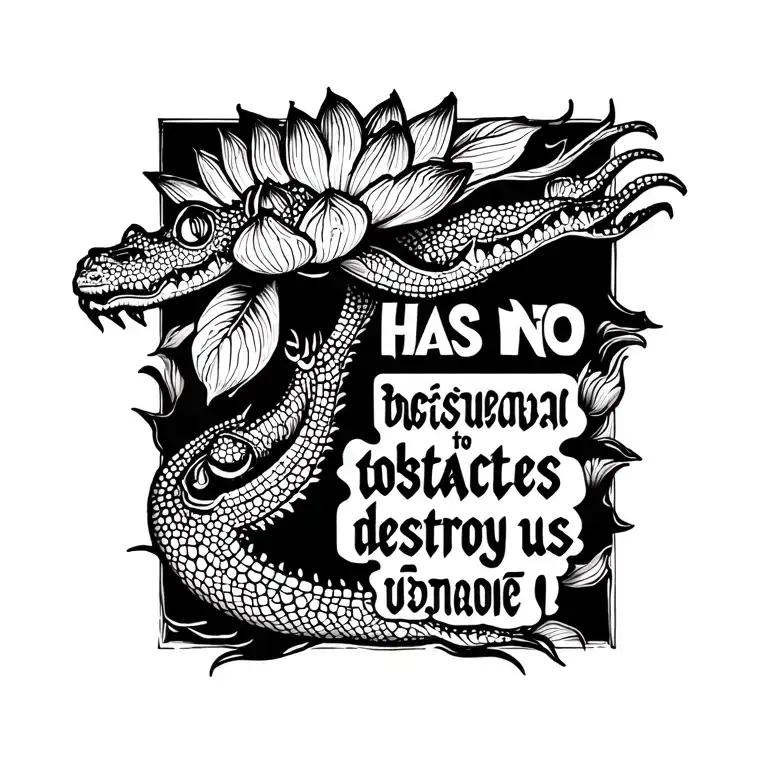 Fleur de Lotus Crocodile Thai ET Phrase has no obstacles to destroy us. tattoo design idea