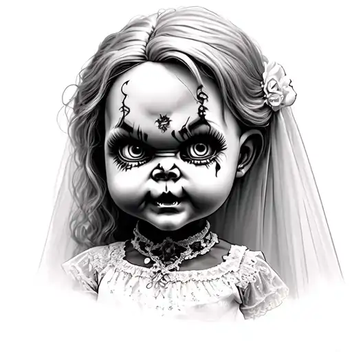 Chucky doll cutting Chucky bride head off  tattoo design idea