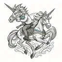 Rick Sanchez riding a unicorn tattoo design idea