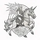 Rick Sanchez riding a unicorn tattoo design idea