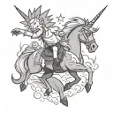 Rick Sanchez riding a unicorn tattoo design idea