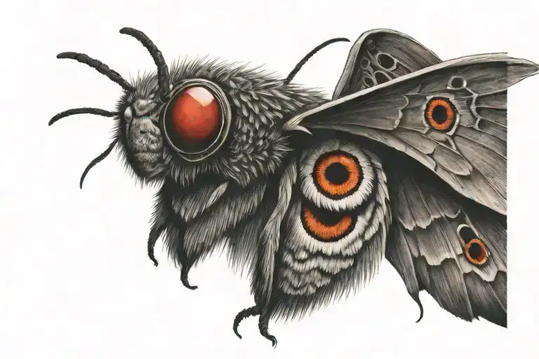 traditional moth spreading its wings with a human eye dark tattoo design idea