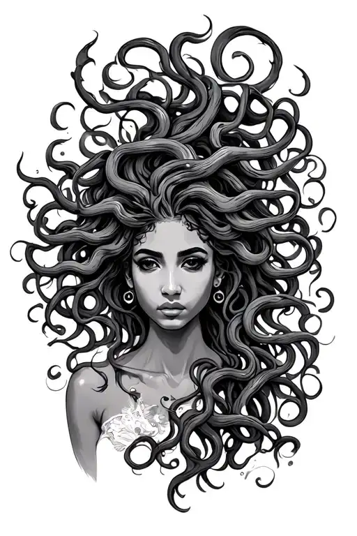 african American medusa tattoo design idea
