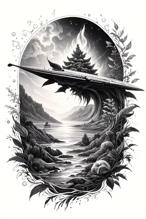  the five elements of nature are considered to be land , water, fire, air, and space on hyper realistic tattoo for full  tattoo design idea
