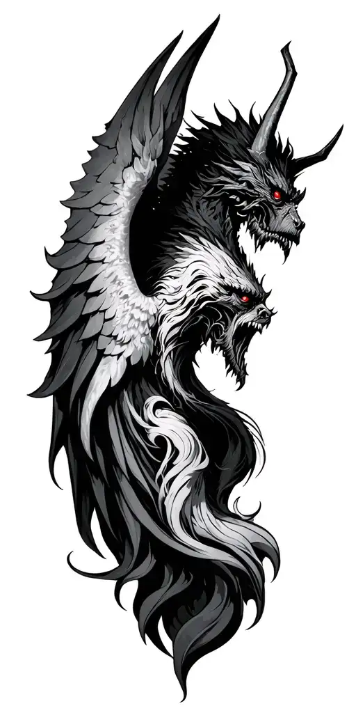 Angles vs demons biblical tattoo design idea