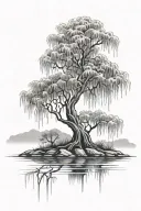 weeping willow tree tattoo design idea
