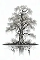 weeping willow tree tattoo design idea