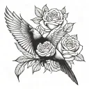 dove and roses tattoo design idea