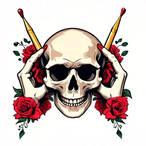 nails holding a skull tattoo design idea