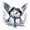 two angels tattoo design idea