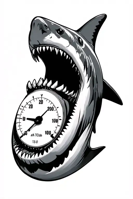 shark profile with pressure gauge in mouth tattoo design idea