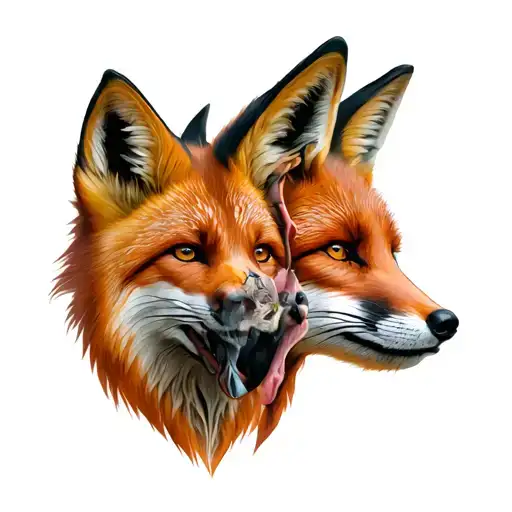 fox family heads together tattoo design idea