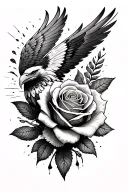 eagle wing and rose tattoo design idea