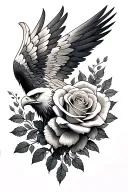 eagle wing and rose tattoo design idea