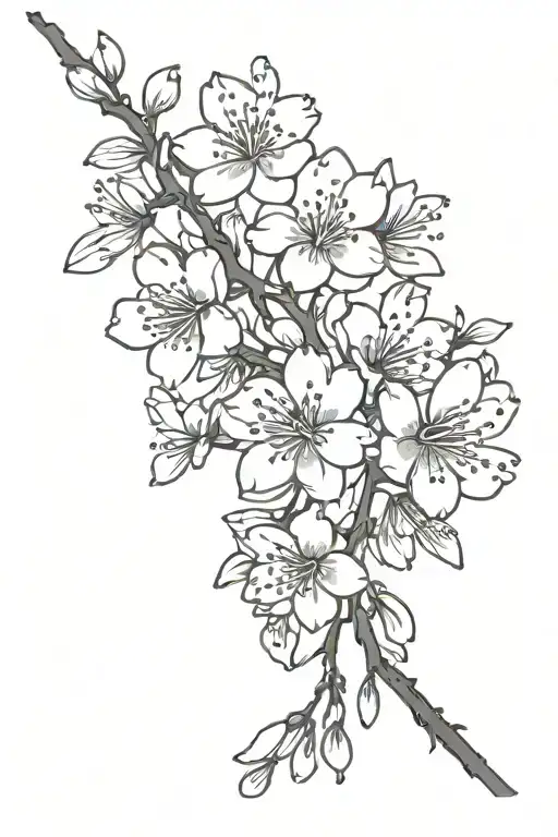 cherry blossoms with hearts tattoo design idea