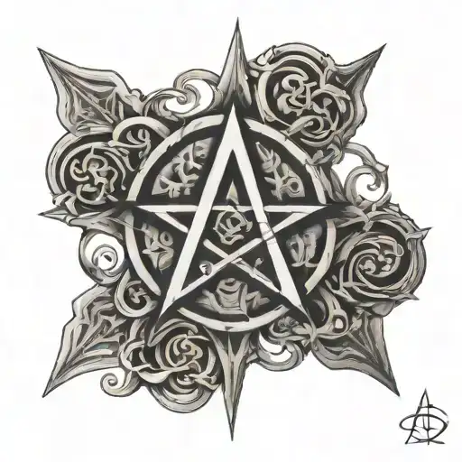 Atheist symbols hidden tattoo design idea