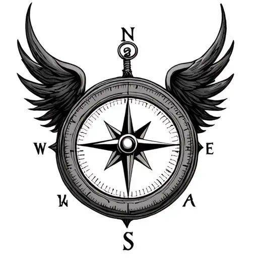 blank compass surrender tattoo design idea
