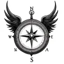 blank compass surrender tattoo design idea