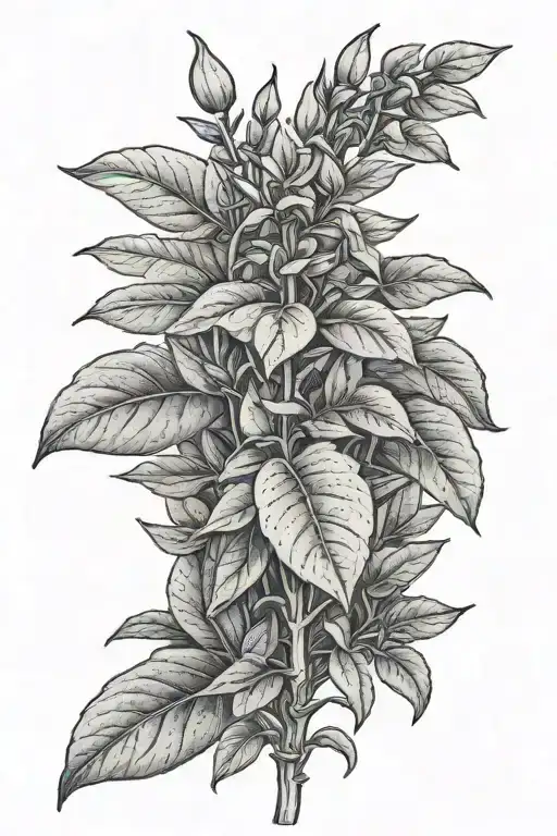 sage plant growing tattoo design idea
