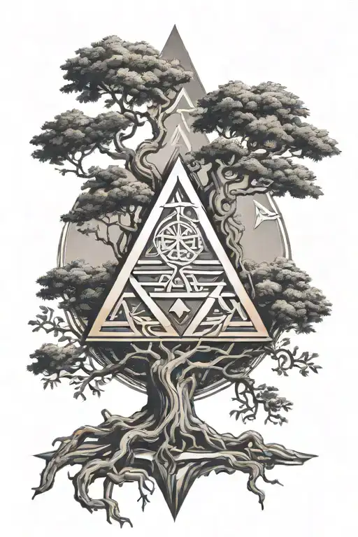 Yggdrasil and Valknut Symbol tattoo design idea