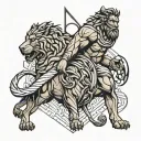 heracles pulling cerberus tattoo design idea