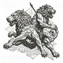 heracles pulling cerberus tattoo design idea