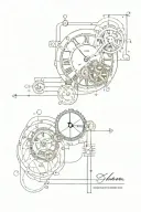 steampunk clock and circuit with formulas written inside tattoo design idea
