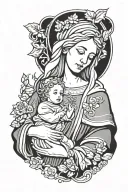 Mary holding baby Jesus tattoo design idea