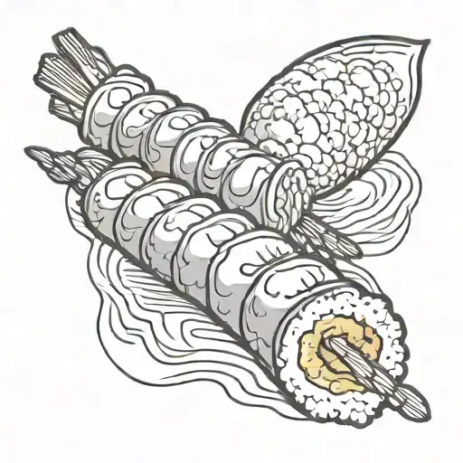 tempura prawn maki roll tattoo design idea