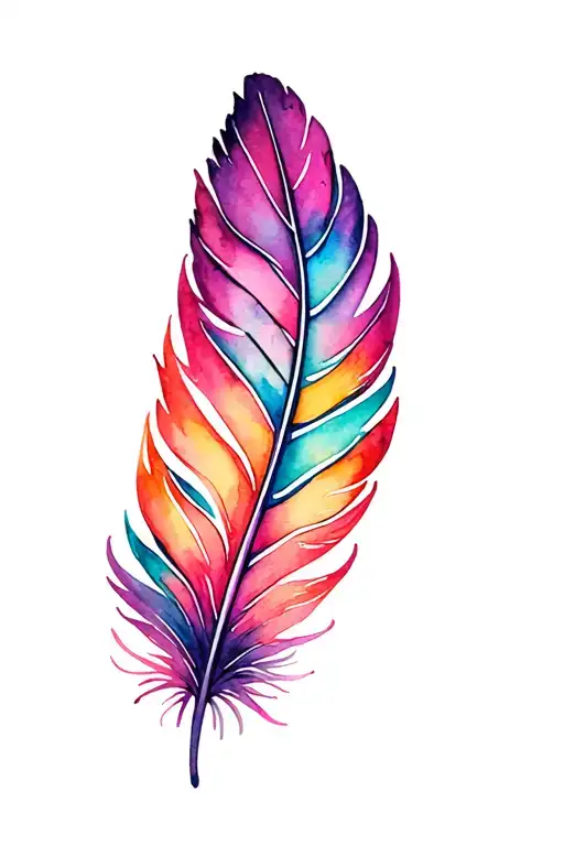 colorful feather with paisley pattern tattoo design idea