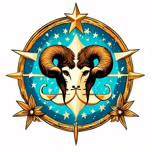aries and libra stars, nautical tattoo design idea