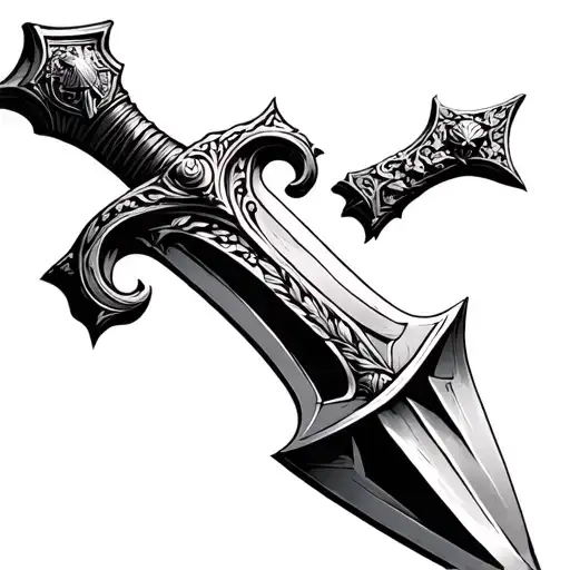 Ancient Roman dagger tattoo design idea