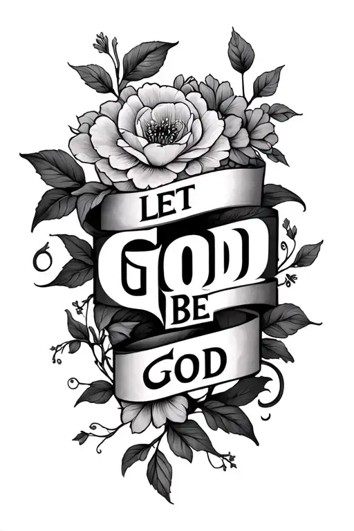 flowers and vines wrapping with the words "Let God Be God" somewhere in it tattoo design idea