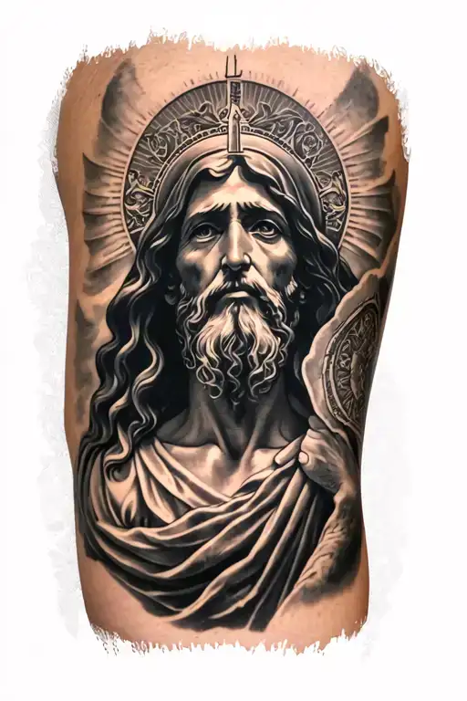 religious forearm  sleeve tattoo design idea