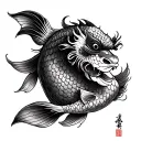 "Use the Irezumi style" Koi (carp) and they (Japanese demon) tattoo design idea