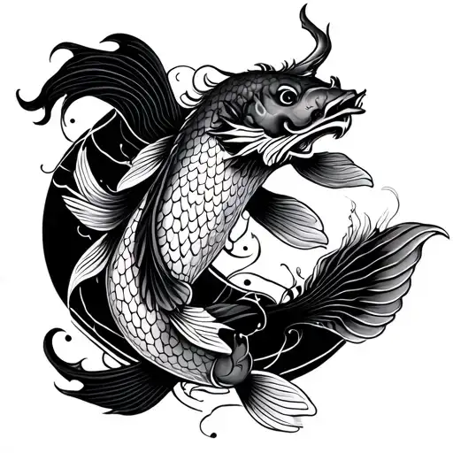 "Use the Irezumi style" Koi (carp) and they (Japanese demon) tattoo design idea