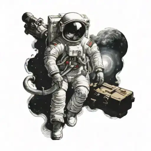 A spaceman tattooing his friend tattoo design idea