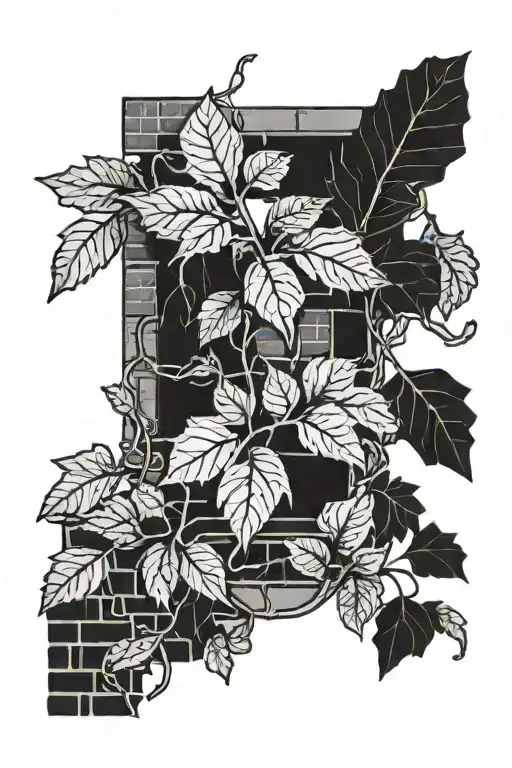 bricks and ivy plant vine tattoo design idea