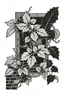 bricks and ivy plant vine tattoo design idea