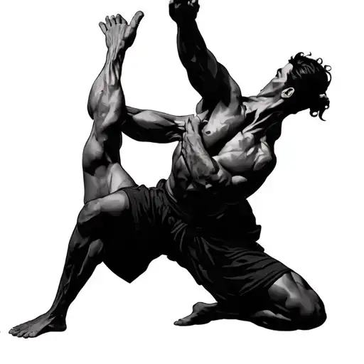 Calisthenics exercises depicted as ancient martial arts movements tattoo design idea