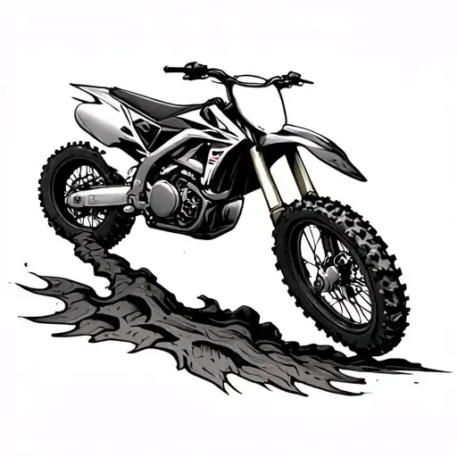 cancer ribbon with dirtbike tire tracks forming tattoo design idea