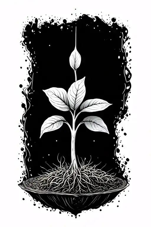 bean sprout growing tattoo design idea