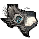 TOOLED LEATHER WITH STATE OF TEXAS,PEACOCK FEATHER, DOVE tattoo design idea