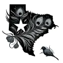 TOOLED LEATHER WITH STATE OF TEXAS,PEACOCK FEATHER, DOVE tattoo design idea