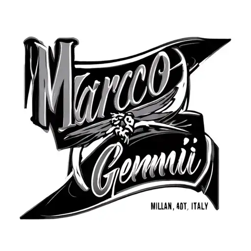 "Marco, Gemini, Milan, Italy " name, zodiac symbol, city, nation symbol tattoo design idea